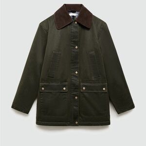 Mango Waxen Effect Long Parka Jacket - Medium